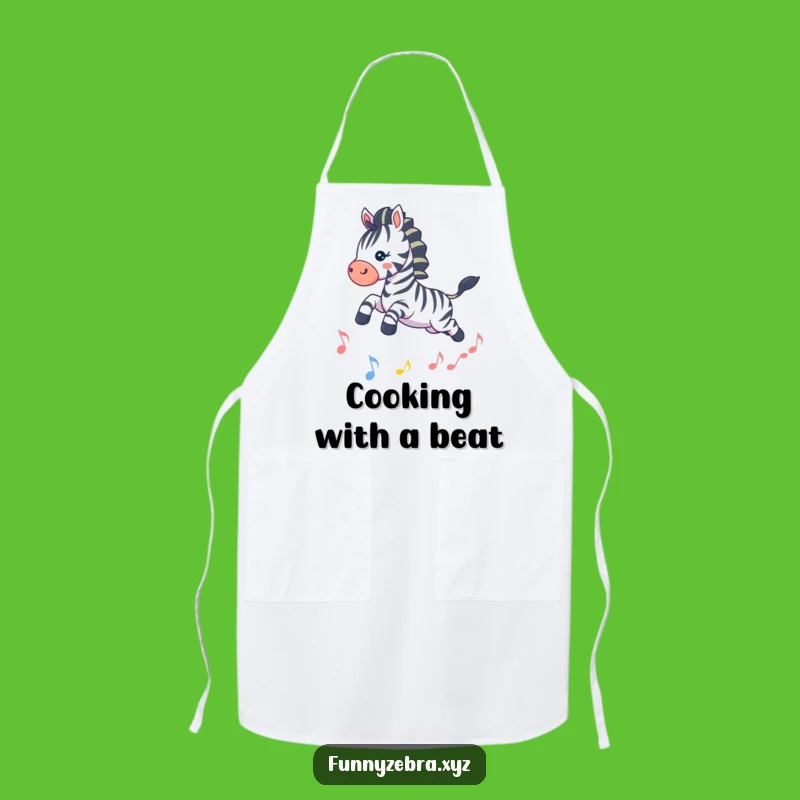 Chef's Funny Kawaii Zebra Music Leap Apron: Musical Kitchen Gift