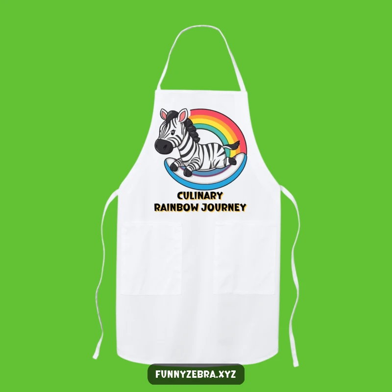 Funny Rainbow Zebra Slide Apron: Cook with Colorful Flair!