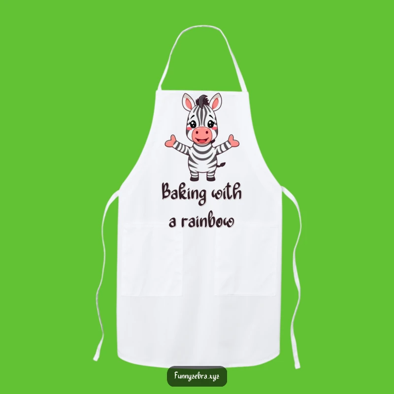 Funny Zebra Rainbow Greeting Apron: Cook with Joy in This Funny Kitchen Essential