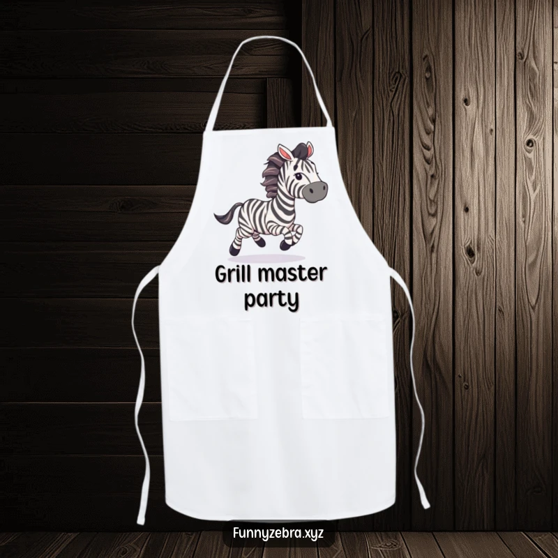 Funny Apron: A zebra gallops with streamers, bringing funny, festive cheer to kitchen tasks.