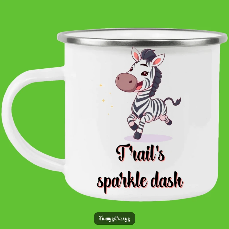 Adventure-Ready Funny Galloping Zebra Grin Camping Mug - Outdoor Humor Gift
