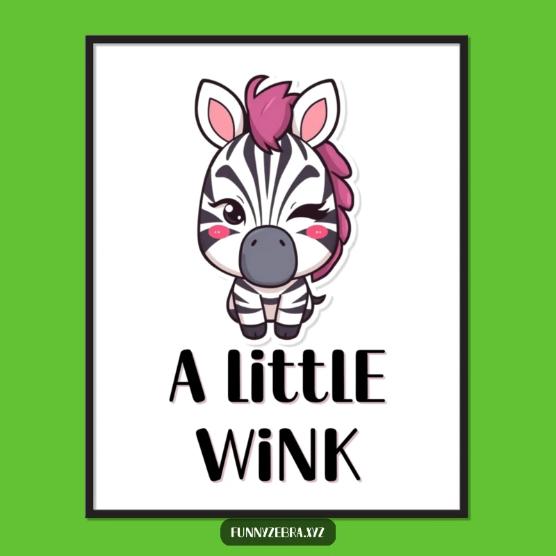 Funny Winking Zebra Digital Print: Instant Mischief, Funny Wall Decor