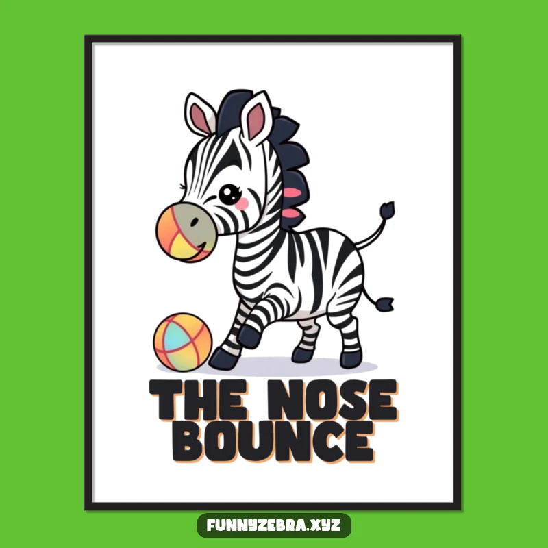 Funny Zebra Silhouette Ball Play Digital Print - Instant Playful Wall Art Gift