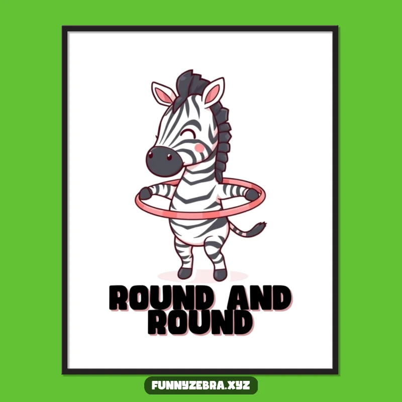 Funny Hula Hoop Zebra Digital Print: Instant Energy, Funny Wall Decor