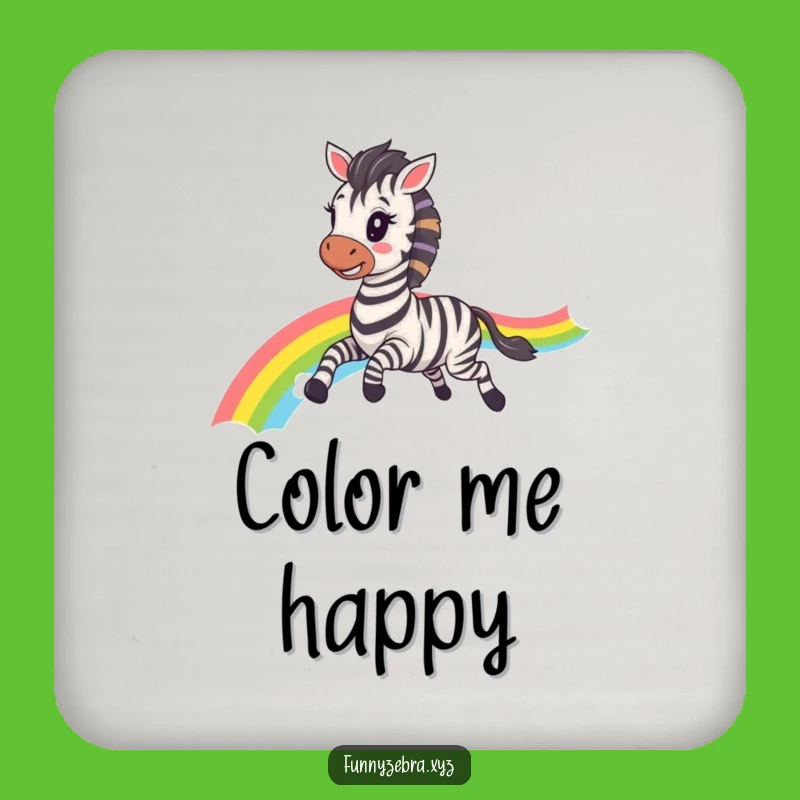 Surface Protection Funny Kawaii Zebra Rainbow Gallop Coaster: Decor Gift