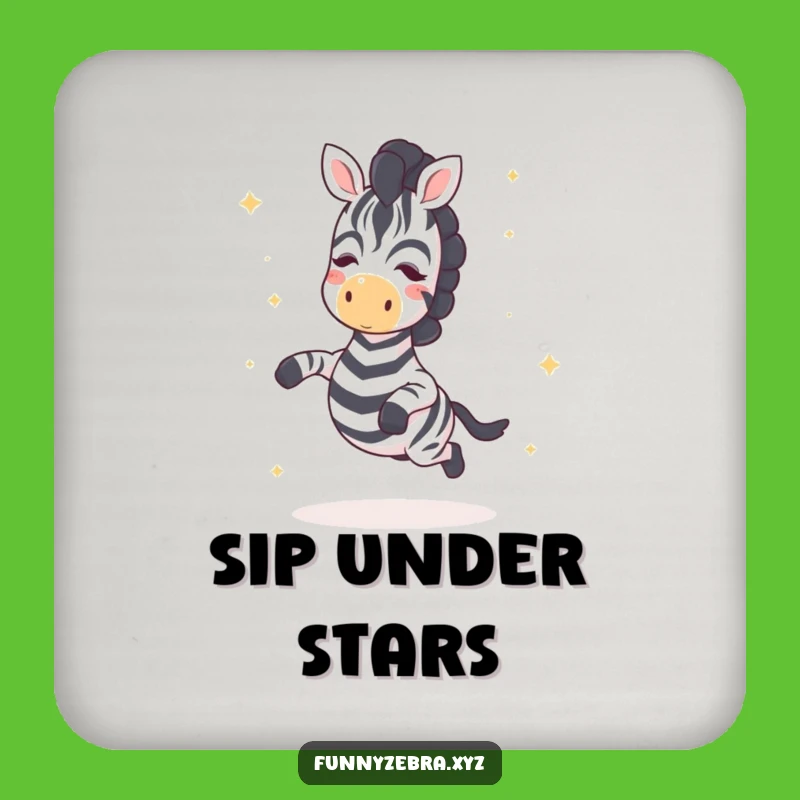 Surface Protection Funny Kawaii Zebra Star Hop Coaster: Magical Decor Gift