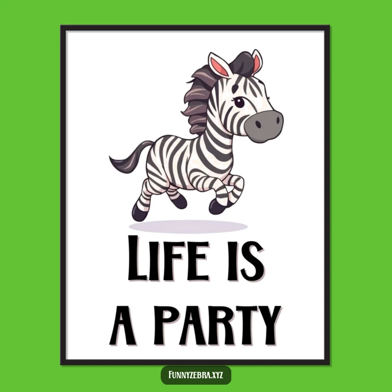 Funny Galloping Zebra Streamer Poster: Add Celebration to Your Walls!