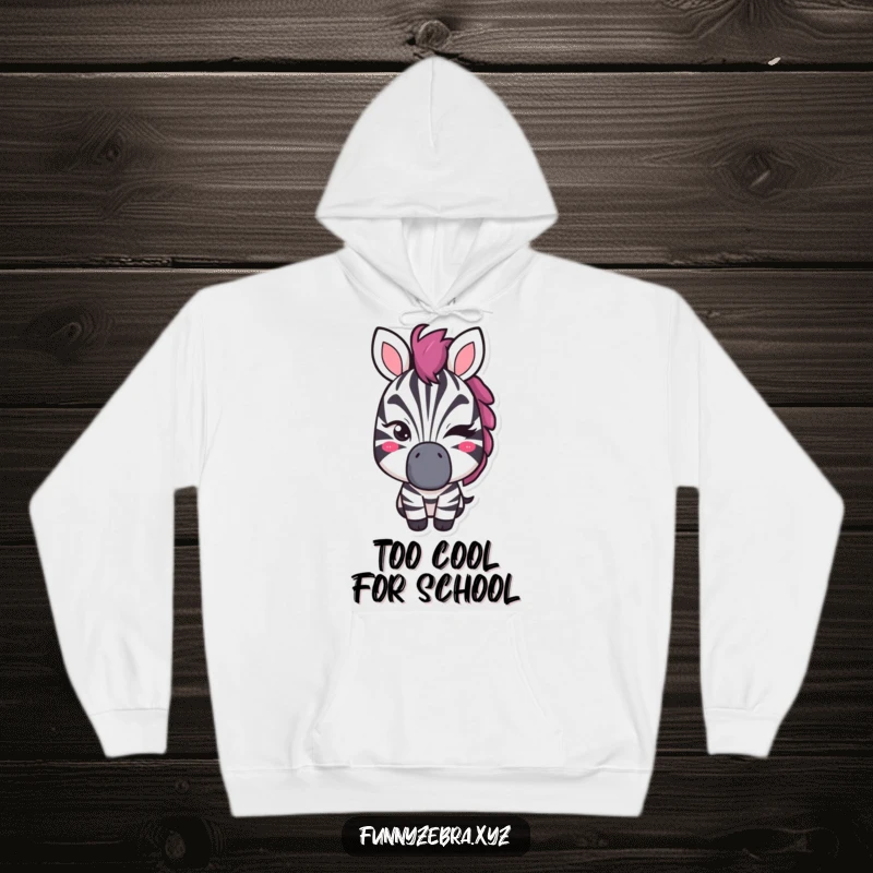 Funny hoodie displaying a stylized zebra shape with a sly, mischievous wink, perfect for cozy, secretive moments.