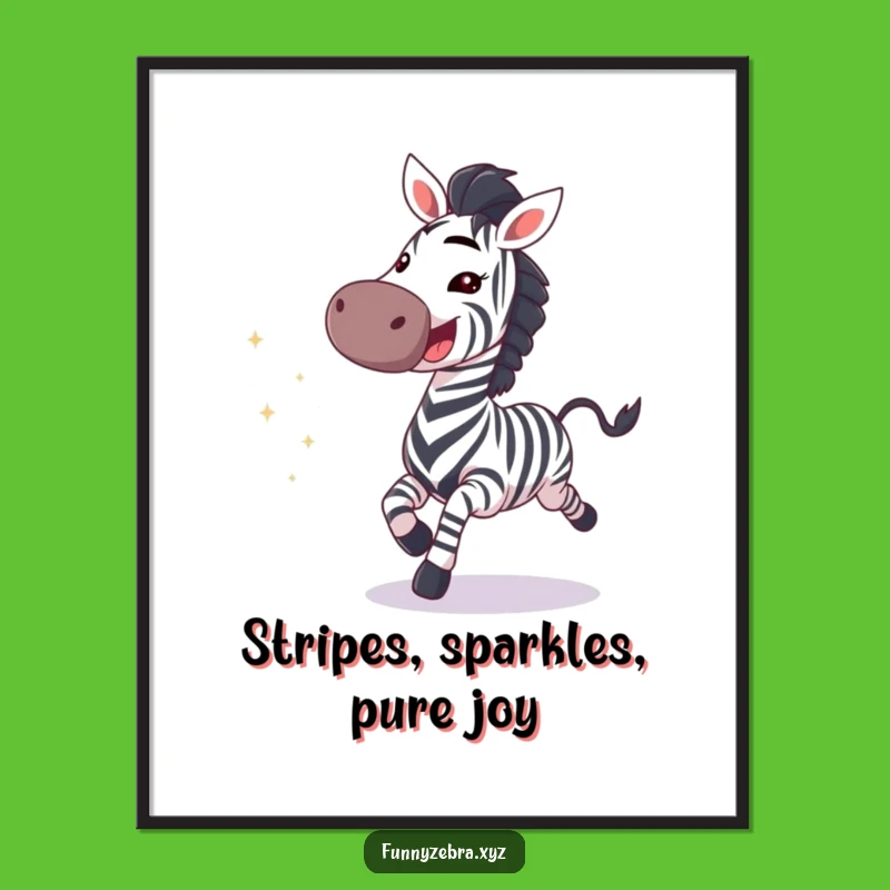 Free Printable Funny Zebra Art: Sparkly Gallop Downloadable Wall Decor!