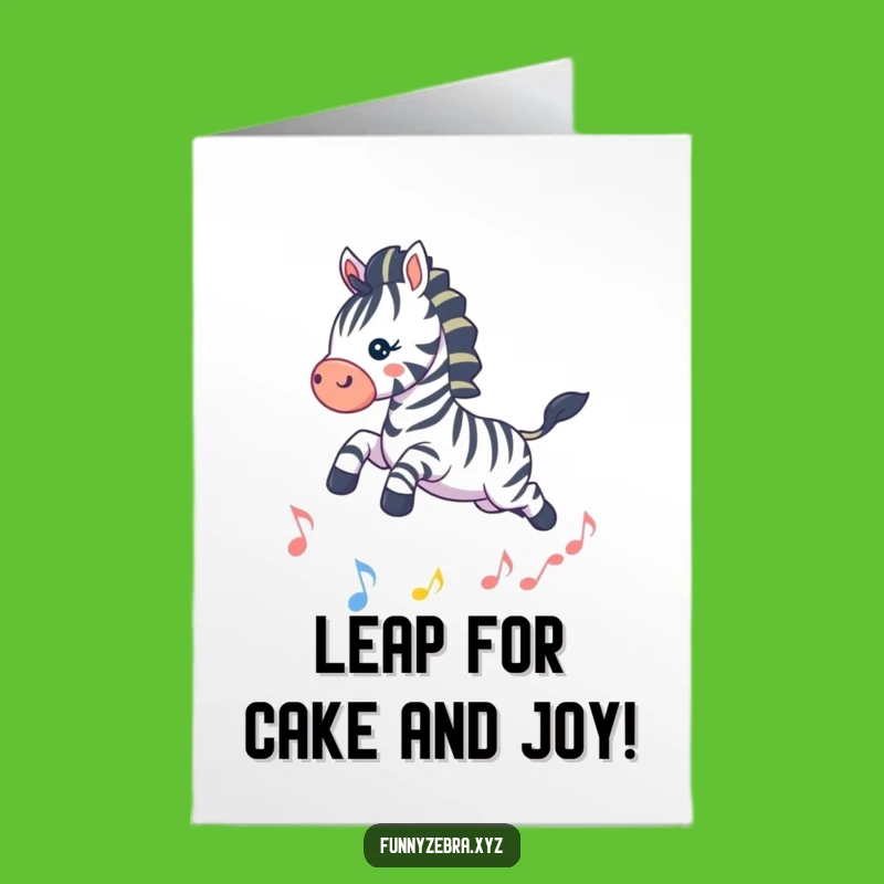 Free Printable Birthday Card: Kawaii Zebra Music Leap for a Hilarious Downloadable Gift
