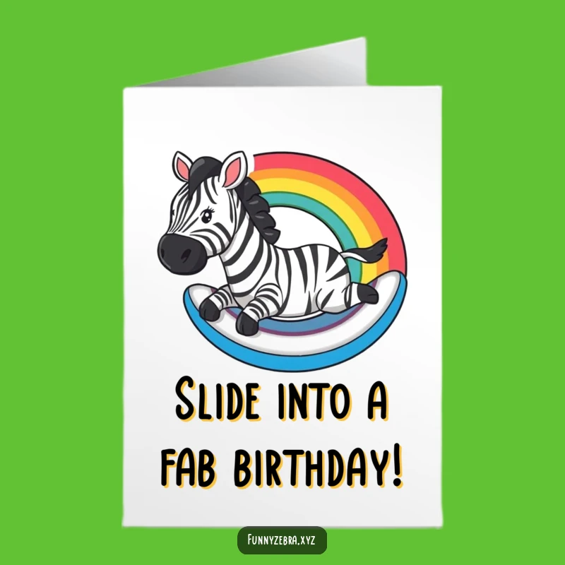 Free Printable Birthday Card: Zebra Sliding Rainbow for Magical Fun