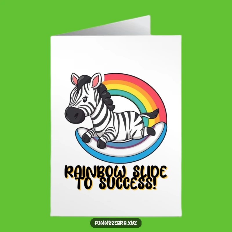 Free Printable Congrats Card: Zebra Slides Rainbow in Celebration