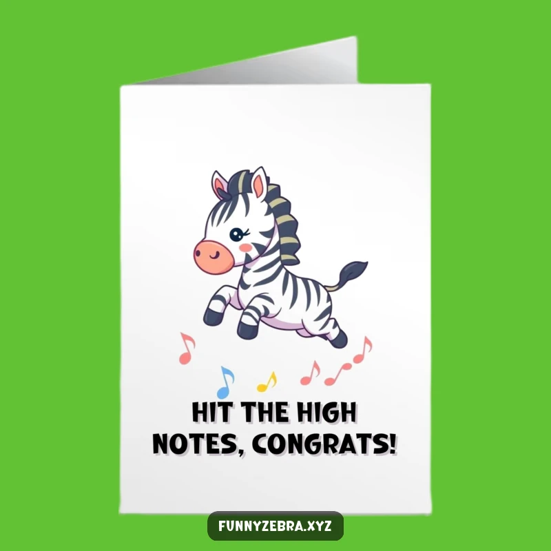 Free Printable Congrats Card: Kawaii Zebra Music Leap for Hilarious Downloadable Gift