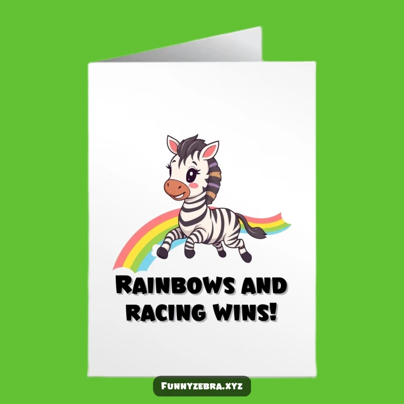 Free Printable Congrats Card: Kawaii Zebra Rainbow Gallop for Hilarious Downloadable Gift