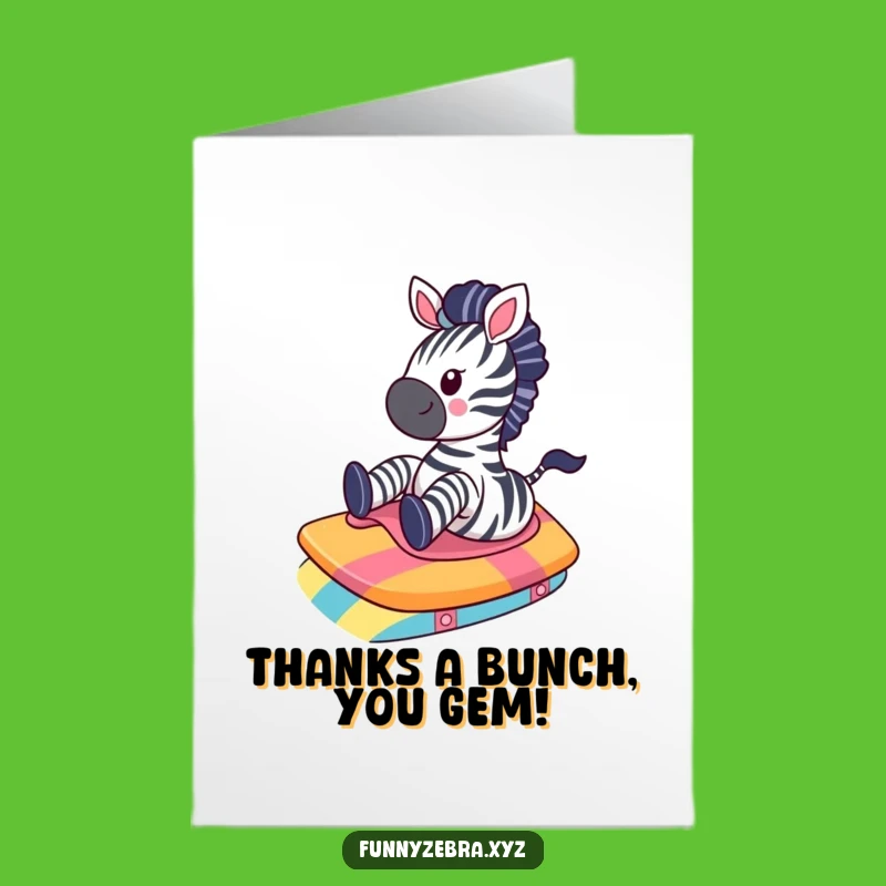 Free Printable Kawaii Zebra Thank You Card: Slide into Gratitude!