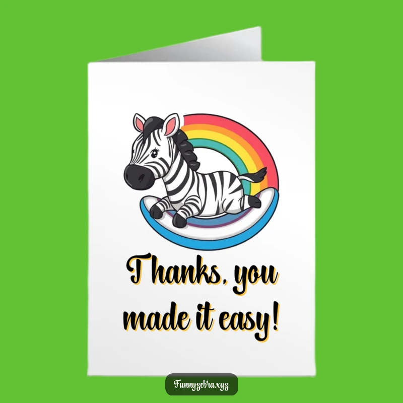 Free Printable Thank You Card: Zebra Slides Rainbow with Gratitude