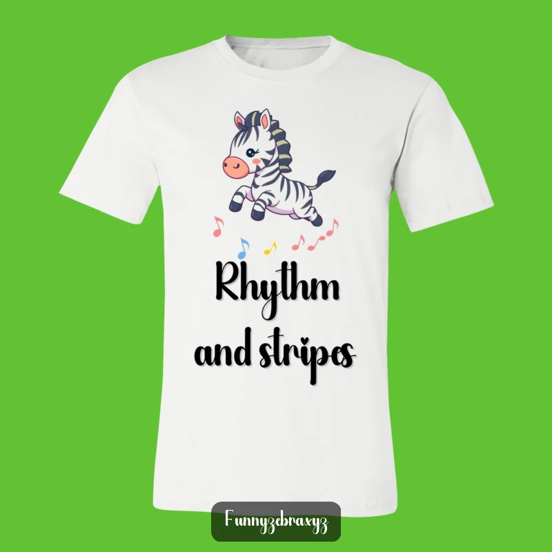 Funny Kawaii Zebra Music Leap T-Shirt: Playful Musician Shirt for Fun
