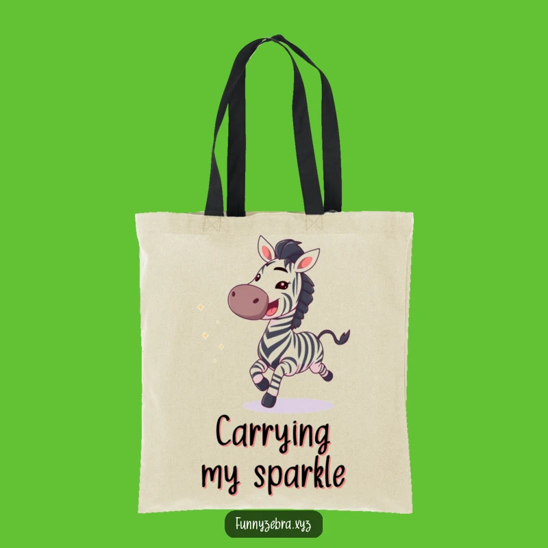 Funny Galloping Zebra Grin Tote Bag - Stylish & Sparkly Carry-All Gift