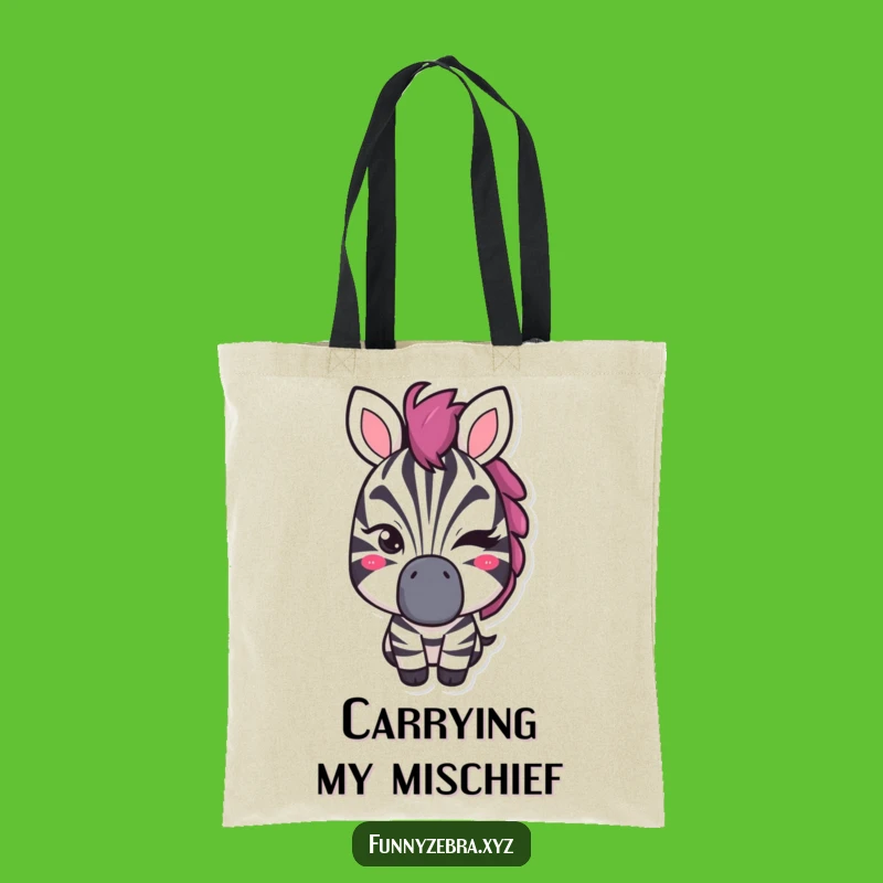Funny Winking Zebra Tote Bag: Carry Your Secrets with This Cheeky Bag